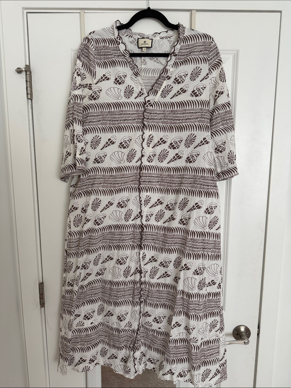 Tuckernuck White and Brown Printed Midi Dress